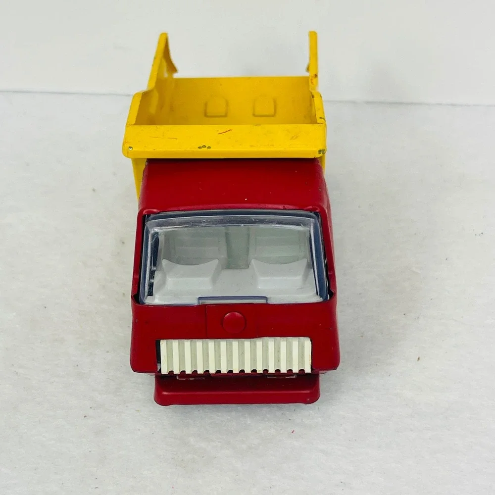 Vintage Tonka USA Red and Yellow Diecast Metal Mini Dump Truck Construction Toy